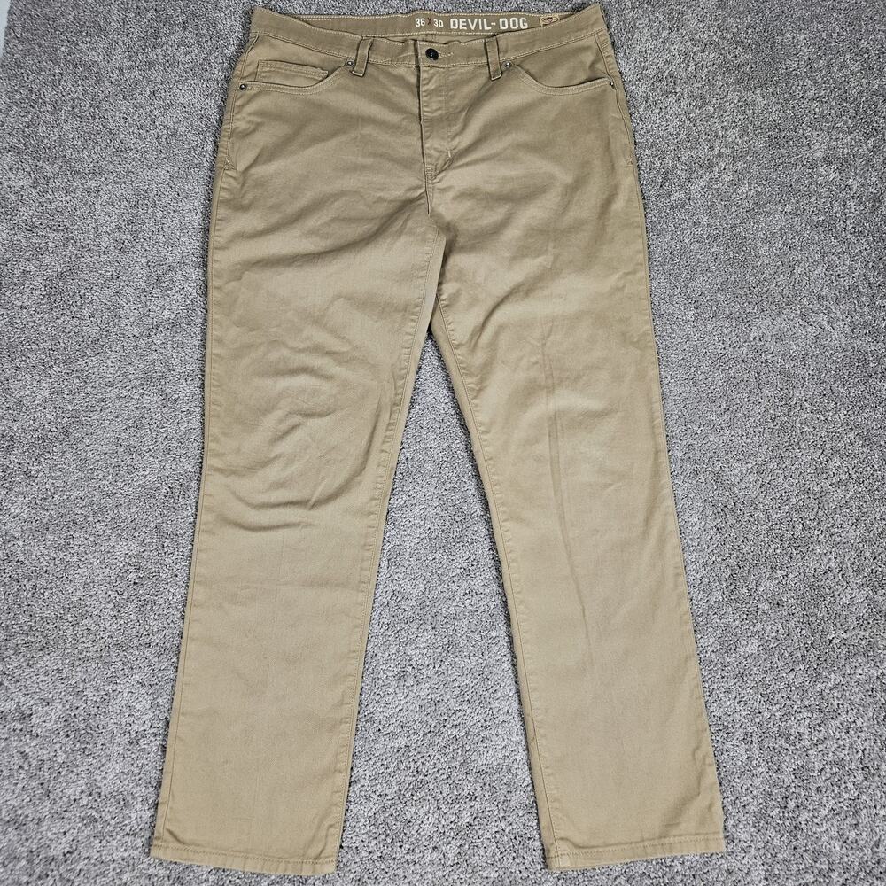 Devil Dog Dungarees Pants Men's 36X30 Khaki Chino Slim Fit Twill Preppy Casual